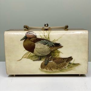 Vintage Decoupage Wooden Duck Purse